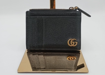 Portamonete Gucci Ophidia GG in pelle nera