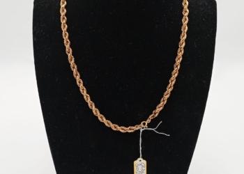 Collana a fune attorcigliata in oro giallo tendente al rosa