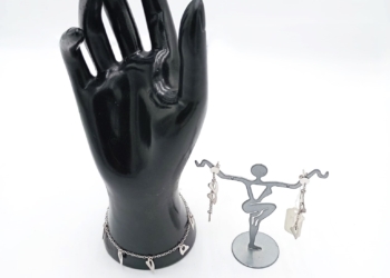 Set elegante con bracciale in oro bianco 18 kt e orecchini coordinati
