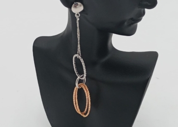 Orecchini pendenti in oro bianco e oro giallo 18kt