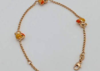 Bracciale in oro giallo 18kt con ciondoli a forma di uccellini