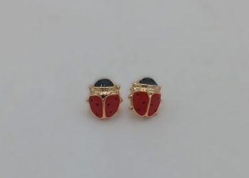 Orecchini in oro giallo 18kt con due coccinelle