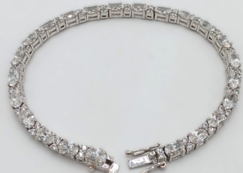 Bracciale tennis in oro bianco 18kt con incastonatura di zirconi bianchi