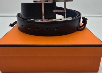 Cintura Hermes Quentin Reversibile Nera/Blu