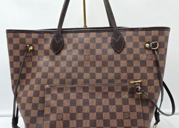 Borsa a Spalla Louis Vuitton Neverfull MM Damier Ebene con La Pochette